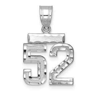 14k White Gold, Varsity Collection, Small D/C Pendant, Number 52